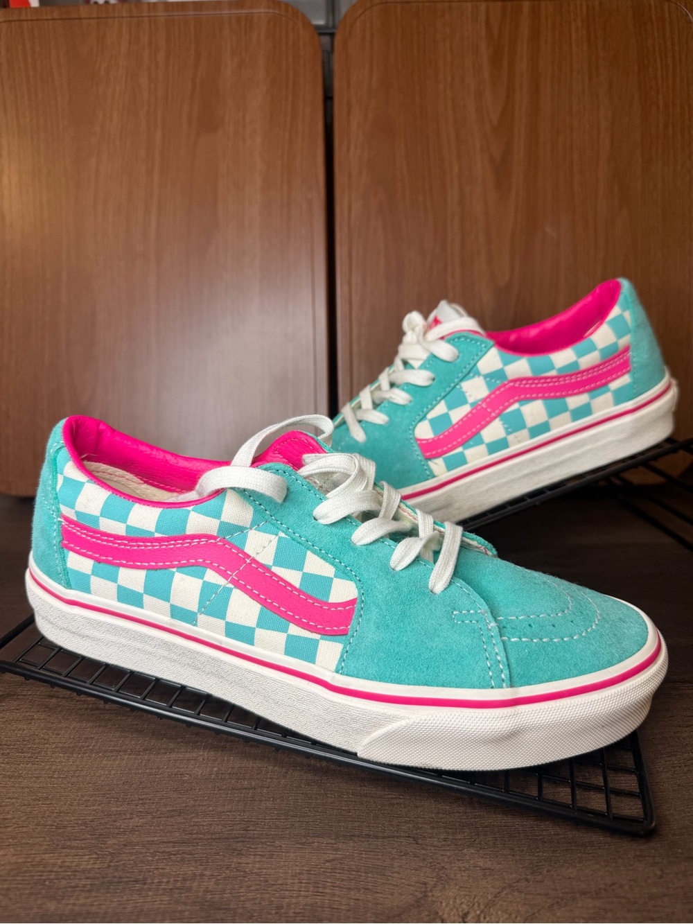 Vans sk8-low Teal Pink Checkerboard womens - 8.5
